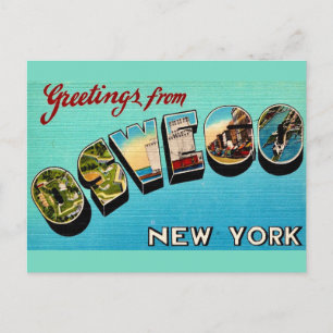 Oude ansichtkaart met groet uit Oswego NY Briefkaart