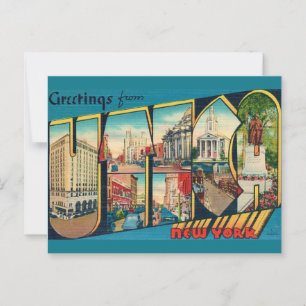 Oude ansichtkaart met groet uit Utica, New York Briefkaart