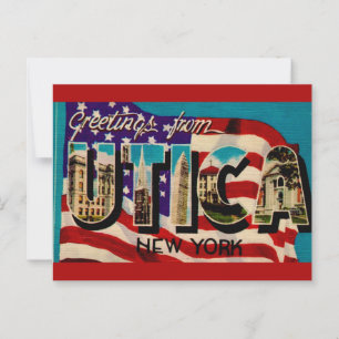 Oude ansichtkaart met groet uit Utica New York Briefkaart