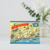 Oude ansichtkaart met kaart van Connecticut (Staand voorkant)