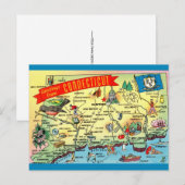 Oude ansichtkaart met kaart van Connecticut (Voorkant / Achterkant)
