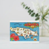 Oude ansichtkaart met kaart van Jamaica (Staand voorkant)
