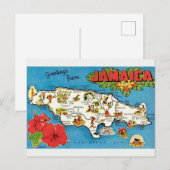 Oude ansichtkaart met kaart van Jamaica (Voorkant / Achterkant)