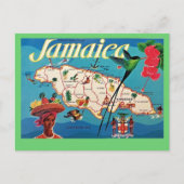 Oude ansichtkaart met kaart van Jamaica (Voorkant)