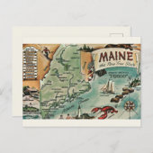 Oude ansichtkaart met kaart van Maine (Voorkant / Achterkant)