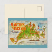 Oude ansichtkaart met kaart van Martha's Vineyard (Voorkant / Achterkant)