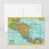 Oude ansichtkaart met kaart van Midden-Amerika (Voorkant / Achterkant)