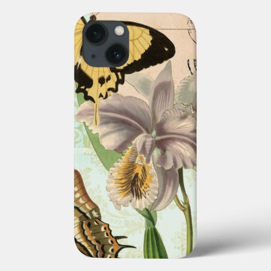 Oude ansichtkaart met vlinders en bloemen Case-Mate iPhone case (Achterkant)