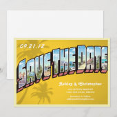 Oude ansichtkaart om de datum van een strandbestem save the date (Voorkant / Achterkant)
