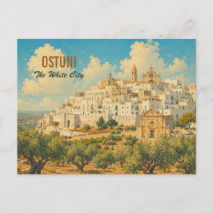 Oude Ansichtkaart Ostuni Witte Stad - Puglia Itali Briefkaart