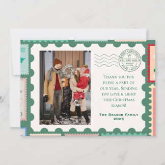 Oude ansichtkaart/ postzegel thema foto kerstkaart