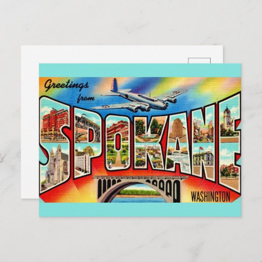 Oude ansichtkaart Spokane Washington  Briefkaart (Voorkant / Achterkant)