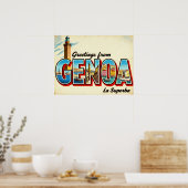 Oude ansichtkaart uit Genua Poster (Keuken)