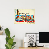 Oude ansichtkaart uit Genua Poster (Thuiskantoor)