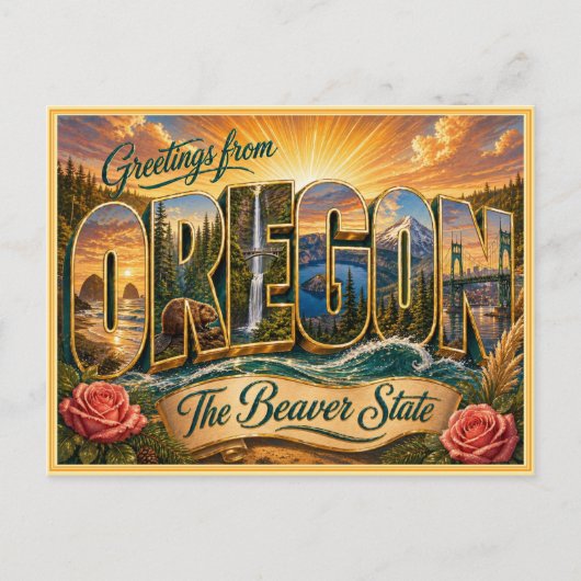 Oude ansichtkaart uit Oregon Briefkaart (Voorkant)