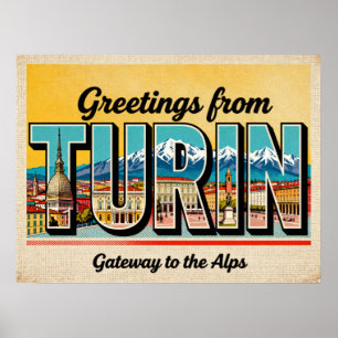 Oude ansichtkaart uit Turijn Poster