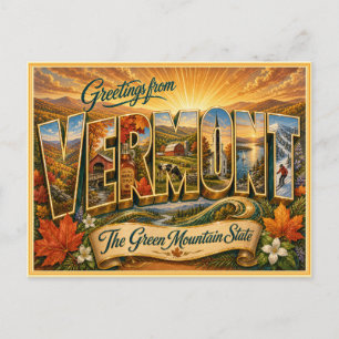 Oude Ansichtkaart uit Vermont Groet Briefkaart