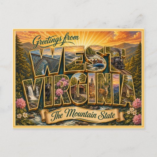 Oude ansichtkaart uit West Virginia Briefkaart (Voorkant)