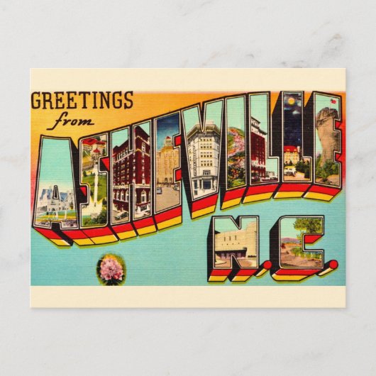 Oude ansichtkaart van Asheville NC Briefkaart (Voorkant)