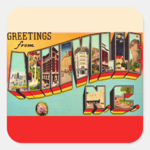 Oude ansichtkaart van Asheville NC Vierkante Sticker