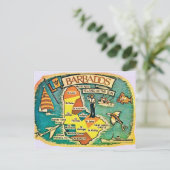 Oude ansichtkaart van Barbados met kaart (Staand voorkant)