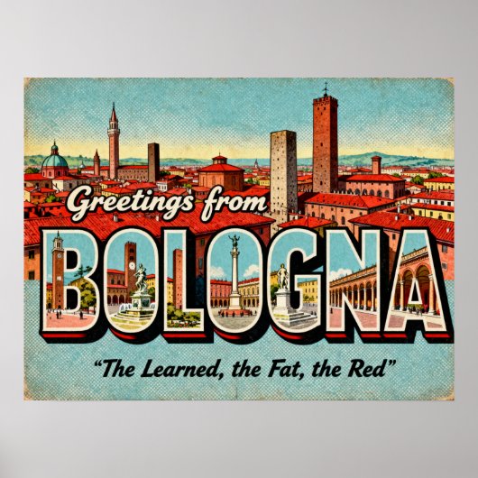 Oude ansichtkaart van Bologna Poster (Voorkant)