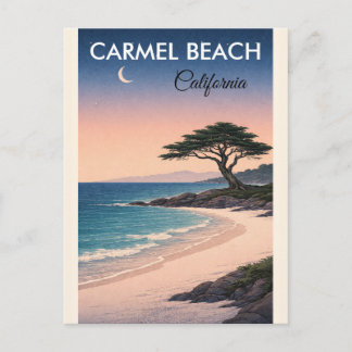 Oude ansichtkaart van Carmel Beach, Californië Feestdagenkaart