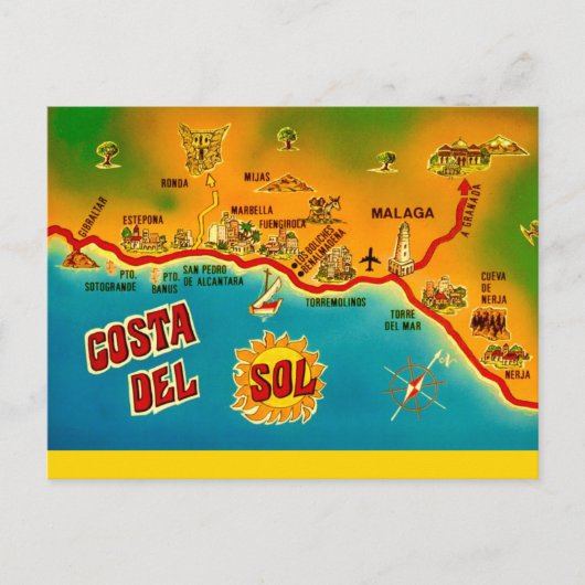 Oude ansichtkaart van Costa Del Sol Briefkaart (Voorkant)