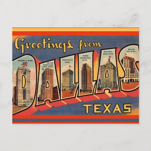 Oude ansichtkaart van Dallas Texas Briefkaart (Voorkant)