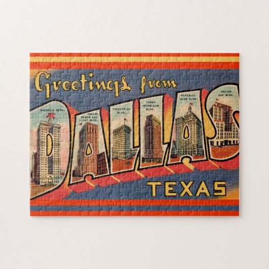 Oude ansichtkaart van Dallas Texas Legpuzzel (Horizontaal)