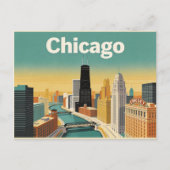 Oude ansichtkaart van de Chicago skyline Briefkaart (Voorkant)