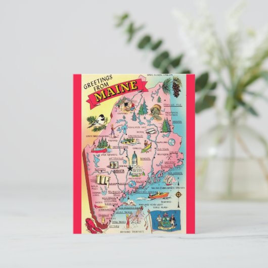 Oude ansichtkaart van de staat Maine Briefkaart (Staand voorkant)