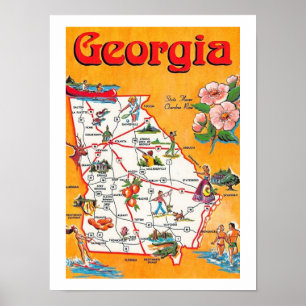 Oude ansichtkaart van Georgia 12x16 print