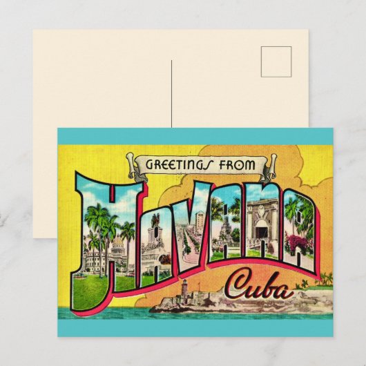 Oude ansichtkaart van Havana Cuba Briefkaart (Voorkant / Achterkant)