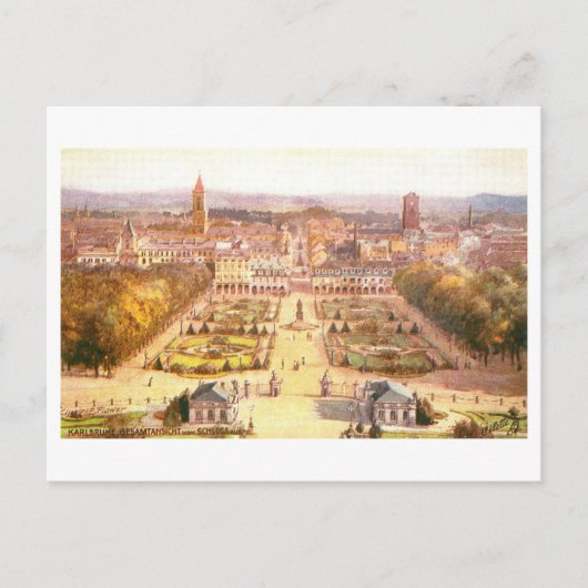 Oude Ansichtkaart van het Kasteel, Karlsruhe, Duit Briefkaart (Voorkant)