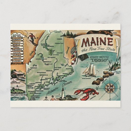 Oude ansichtkaart van Maine Briefkaart (Voorkant)