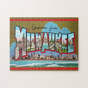 Oude ansichtkaart van Milwaukee Legpuzzel