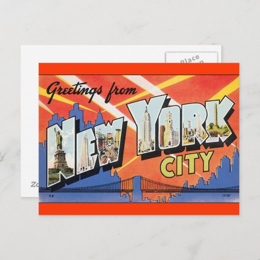 Oude ansichtkaart van New York City Briefkaart (Voorkant / Achterkant)