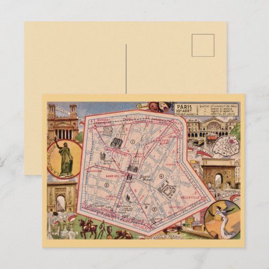 Oude ansichtkaart van Parijs Frankrijk Briefkaart (Voorkant / Achterkant)