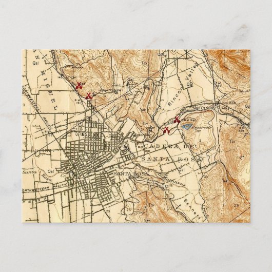 Oude ansichtkaart van Santa Rosa CA Briefkaart (Voorkant)
