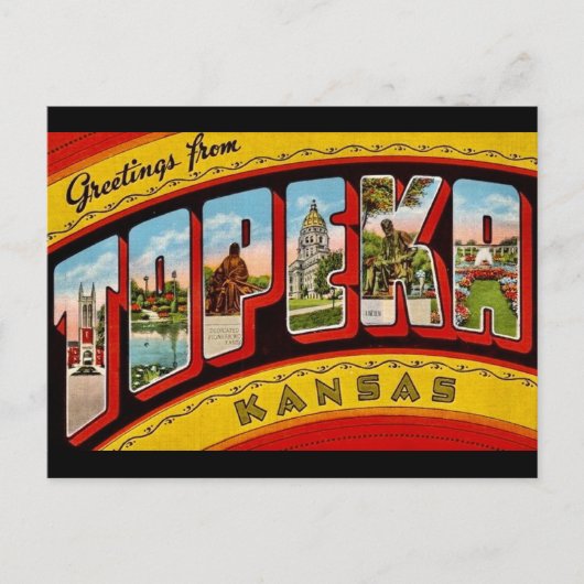 Oude ansichtkaart van Topeka Kansas Briefkaart (Voorkant)