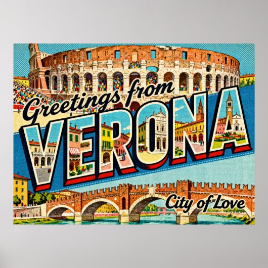 Oude ansichtkaart van Verona Poster (Voorkant)