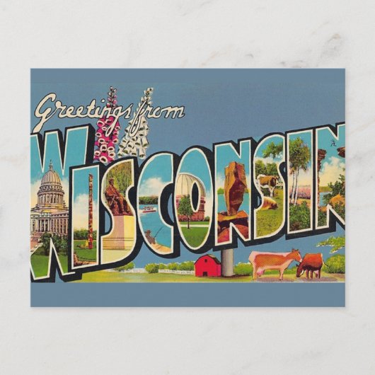 Oude ansichtkaart van Wisconsin Briefkaart (Voorkant)