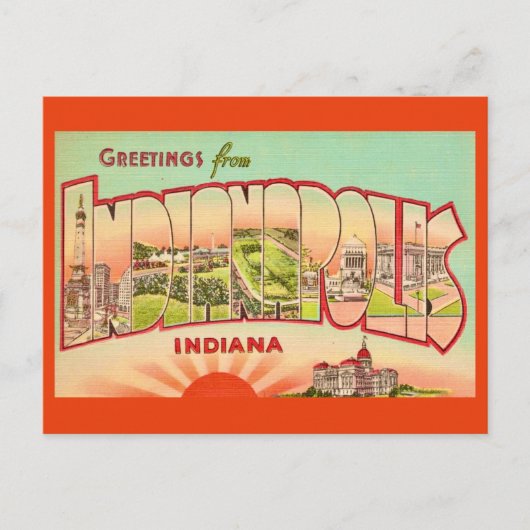 Oude ansichtkaartgroet uit Indianapolis Briefkaart (Voorkant)