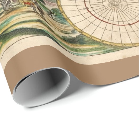 Oude Antiek  Algemene Kaart van de Wereld Cadeaupapier (Rol Hoek)