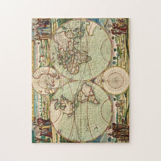 Oude Antiek  Algemene Kaart van de Wereld Legpuzzel (Verticaal)