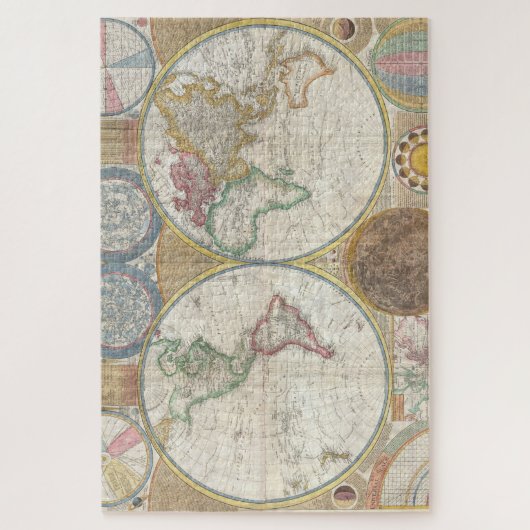 Oude Antiek  Algemene Kaart van de Wereld Legpuzzel (Verticaal)