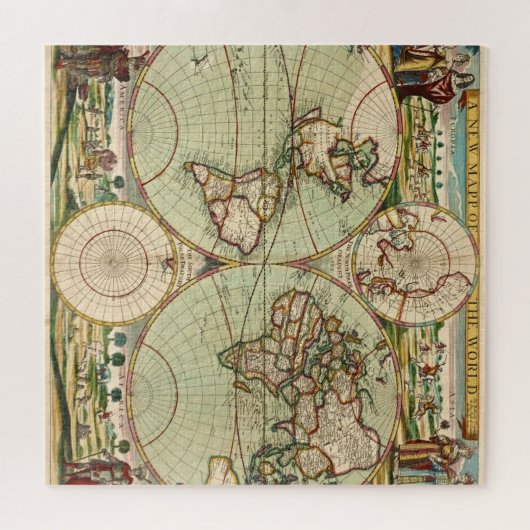 Oude Antiek  Algemene Kaart van de Wereld Legpuzzel (Horizontaal)
