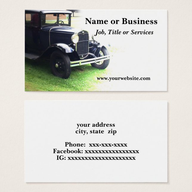 oude antiek auto visitekaartje (Voorkant /achterkant)