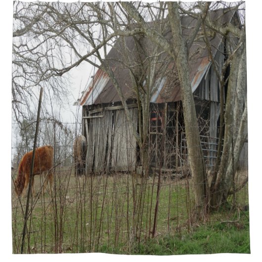 Oude Antiek Barn Douchegordijn (Voorkant)